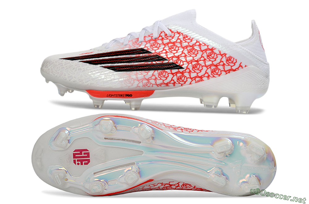Unisex Adidas F50+ Elite Lightstrike Pro FG Football Boots - White/Crimson Red/Black 1