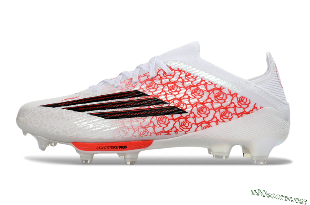 Unisex Adidas F50+ Elite Lightstrike Pro FG Football Boots - White/Crimson Red/Black 0