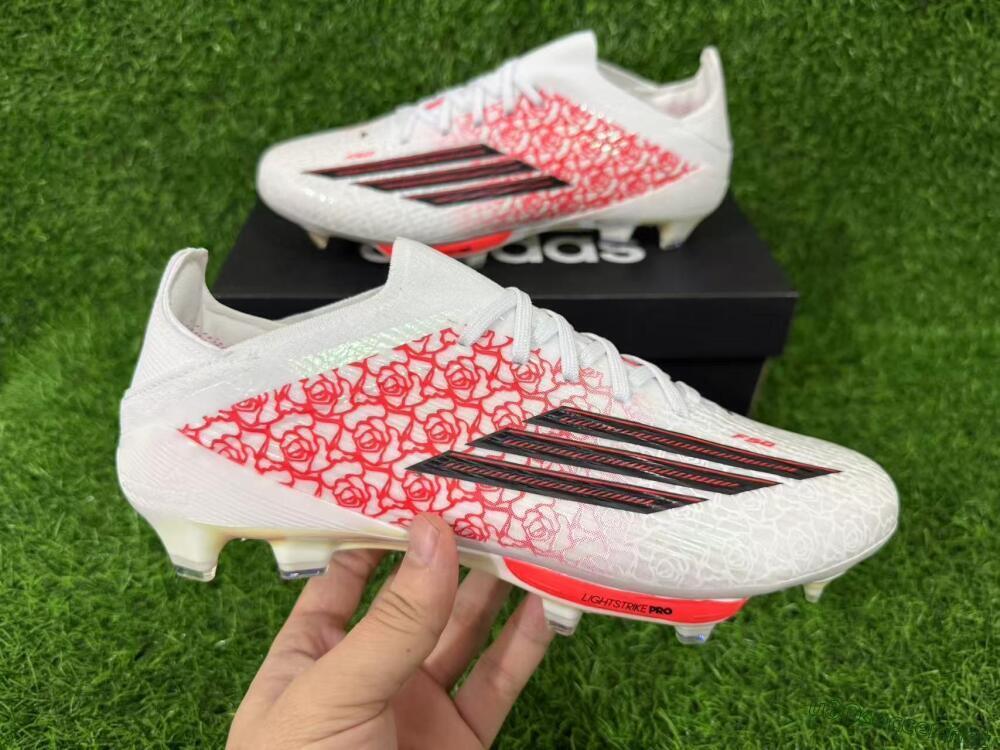 Unisex Adidas F50+ Elite Lightstrike Pro FG Football Boots - White/Crimson Red/Black 10
