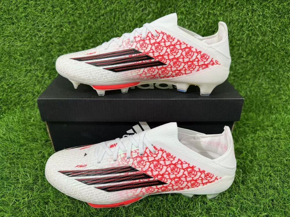 Unisex Adidas F50+ Elite Lightstrike Pro FG Football Boots - White/Crimson Red/Black 15