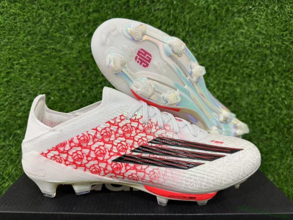 Unisex Adidas F50+ Elite Lightstrike Pro FG Football Boots - White/Crimson Red/Black 16