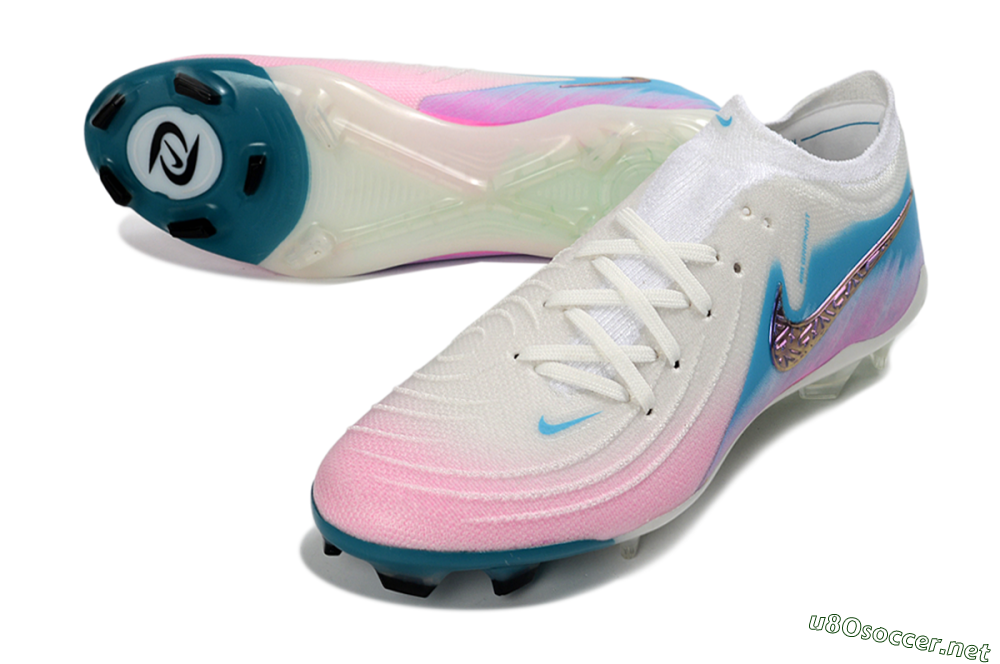 Men's Nike Phantom GX 2 Elite FG Football Shoes - White/Aqua Sky/Pink Bliss 3