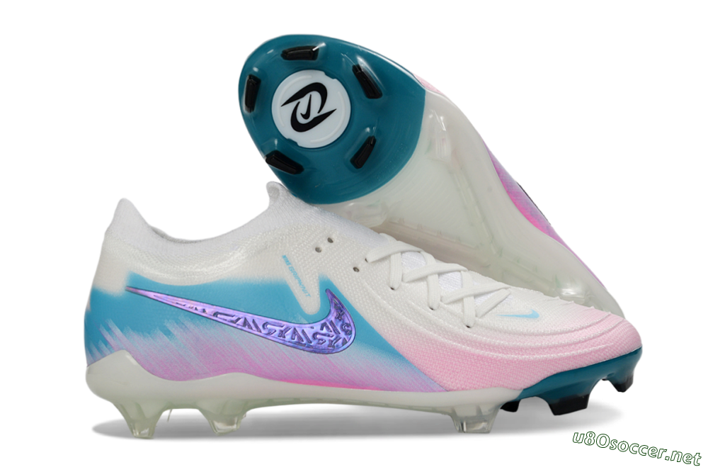 Men's Nike Phantom GX 2 Elite FG Football Shoes - White/Aqua Sky/Pink Bliss 2