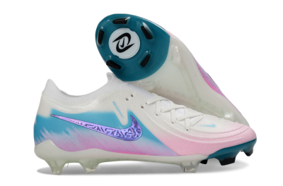 Men's Nike Phantom GX 2 Elite FG Football Shoes - White/Aqua Sky/Pink Bliss