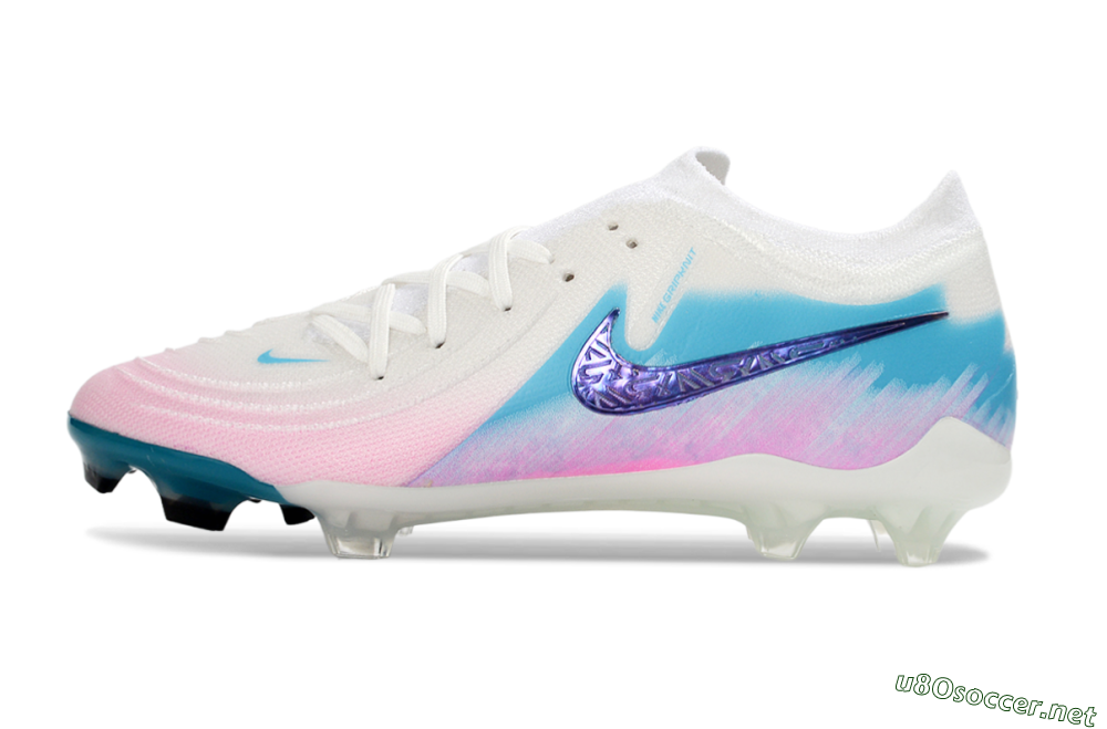 Men's Nike Phantom GX 2 Elite FG Football Shoes - White/Aqua Sky/Pink Bliss 0