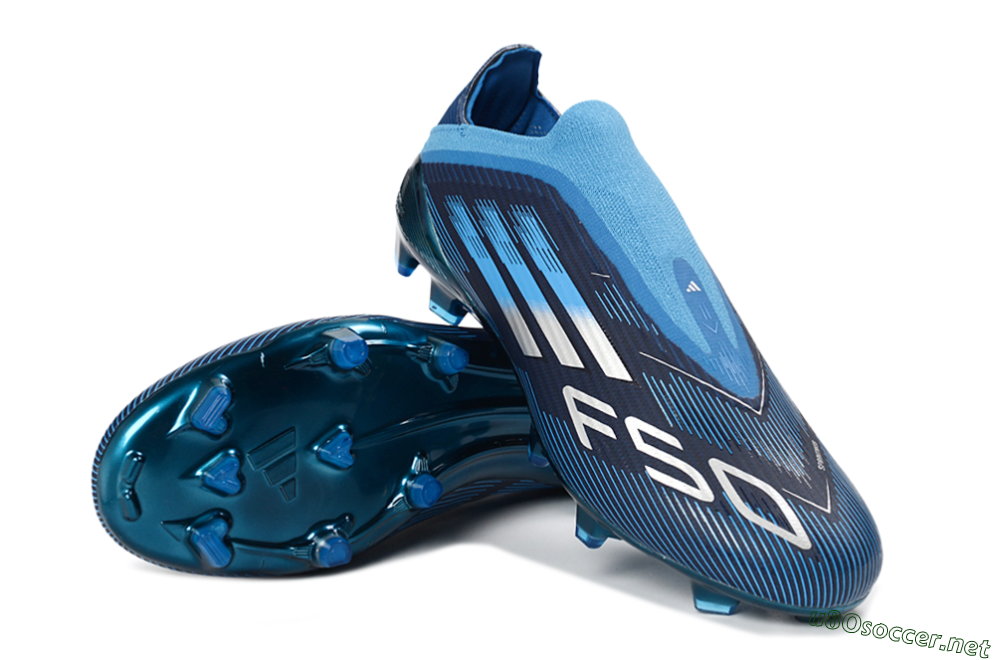 Unisex Adidas F50 Elite Laceless FG Football Boots - Blue/Sky Blue/Navy Blue 4