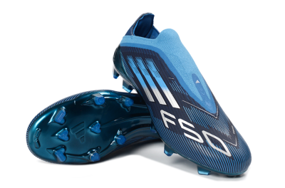 Unisex Adidas F50 Elite Laceless FG Football Boots - Blue/Sky Blue/Navy Blue