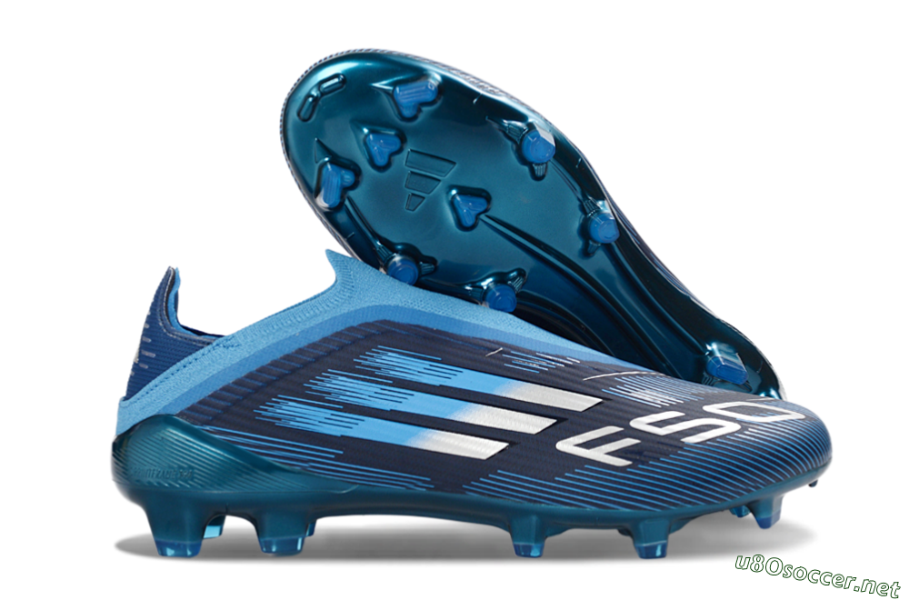 Unisex Adidas F50 Elite Laceless FG Football Boots - Blue/Sky Blue/Navy Blue 2