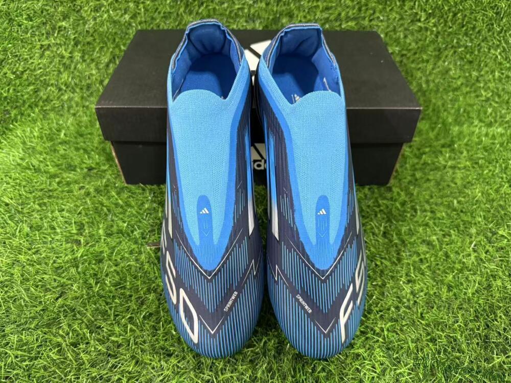 Unisex Adidas F50 Elite Laceless FG Football Boots - Blue/Sky Blue/Navy Blue 10