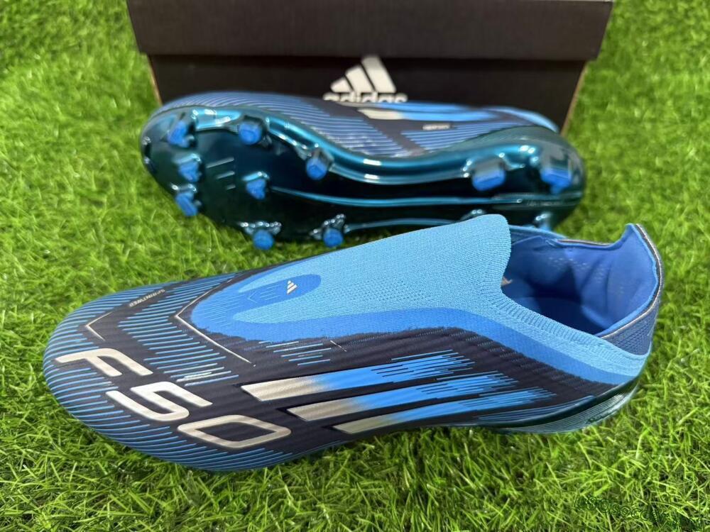 Unisex Adidas F50 Elite Laceless FG Football Boots - Blue/Sky Blue/Navy Blue 11