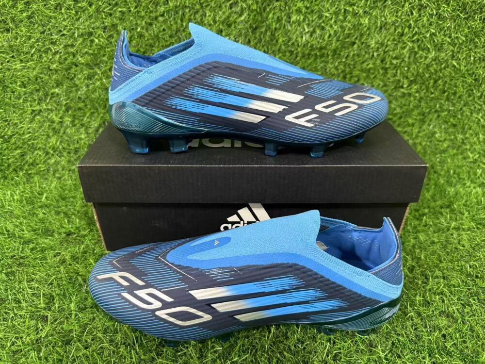Unisex Adidas F50 Elite Laceless FG Football Boots - Blue/Sky Blue/Navy Blue 14