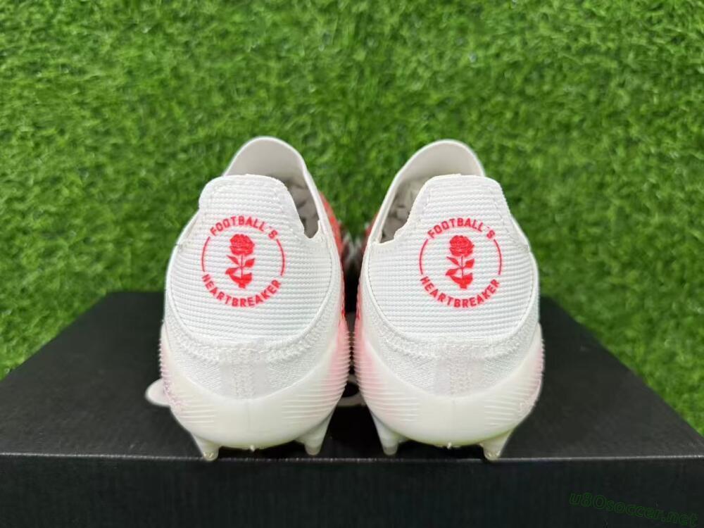 Unisex Adidas F50+ Elite Lightstrike Pro Laceless FG Football Boots - White/Scarlet Glow/Black Burst