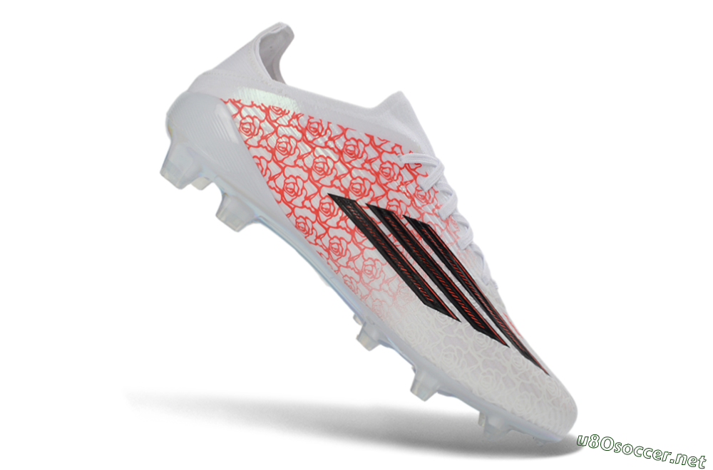 Unisex Adidas F50 Elite Laceless FG Football Boots - White/Crimson Petals/Crystal Sole 5