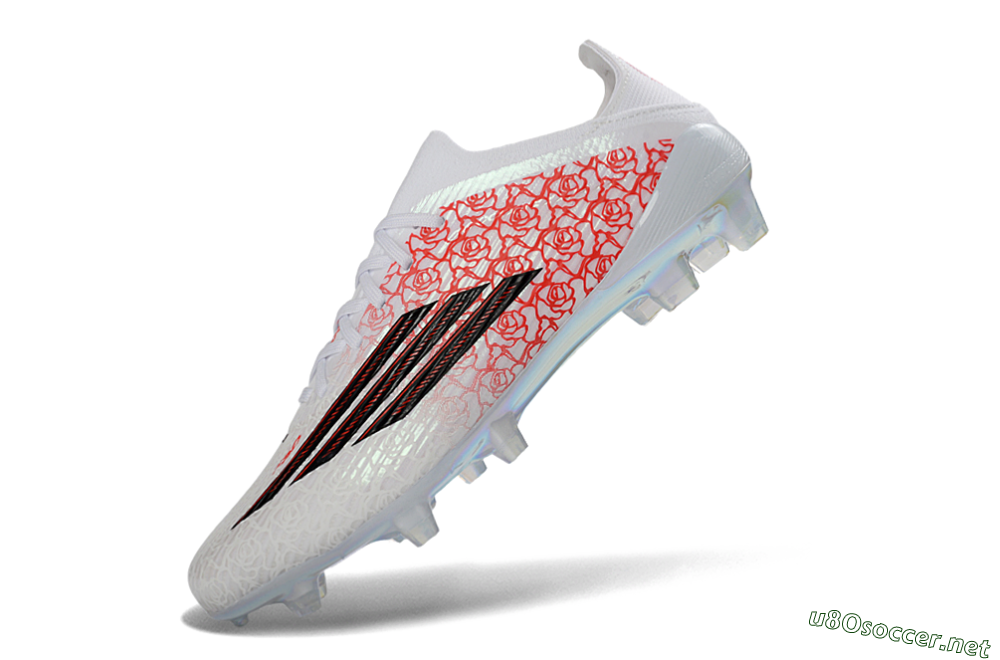 Unisex Adidas F50 Elite Laceless FG Football Boots - White/Crimson Petals/Crystal Sole 6