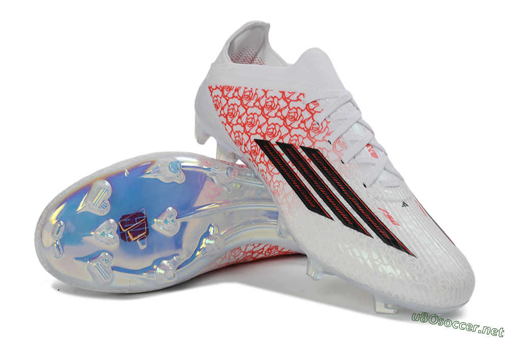 Unisex Adidas F50 Elite Laceless FG Football Boots - White/Crimson Petals/Crystal Sole 4