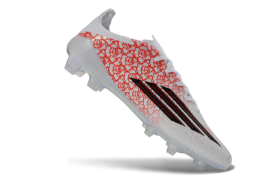Unisex Adidas F50 Elite FG Football Boots - White/Fiery Coral/Black