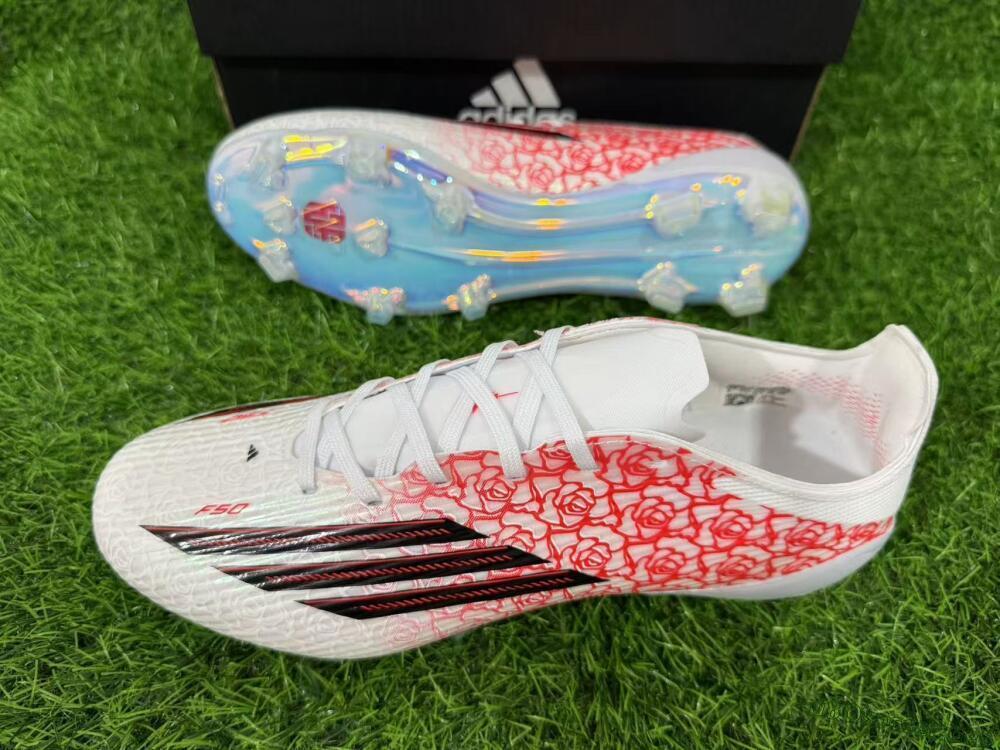 Unisex Adidas F50 Elite FG Football Boots - White/Fiery Coral/Black