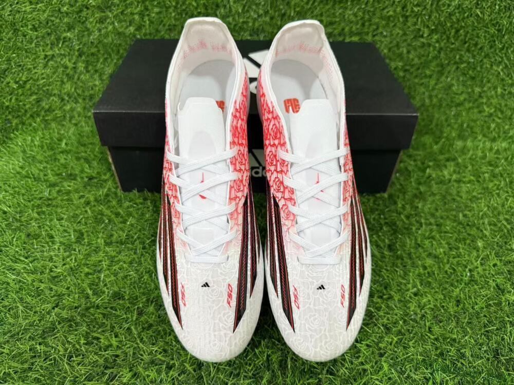 Unisex Adidas F50 Elite FG Football Boots - White/Fiery Coral/Black