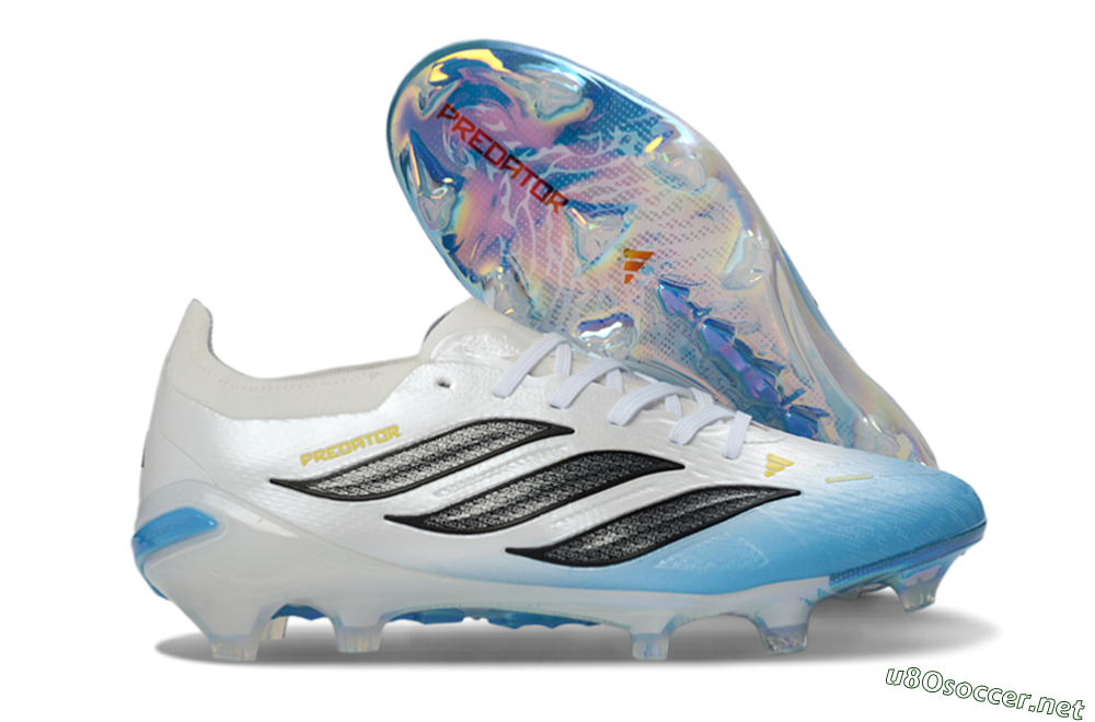 Unisex Adidas Predator 26 Elite FG Football Boots - Blue/Sky Blue/Iridescent White 2