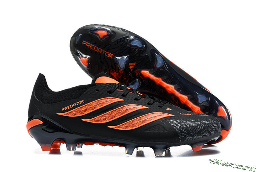 Men's Adidas Predator 26 Elite FG Football Boots - Black/Vibrant Orange/Shadow Black 2