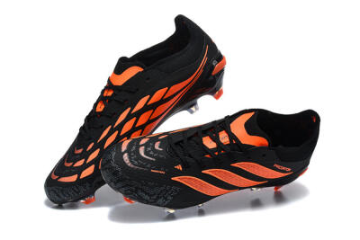 Men's Adidas Predator 26 Elite FG Football Boots - Black/Vibrant Orange/Shadow Black