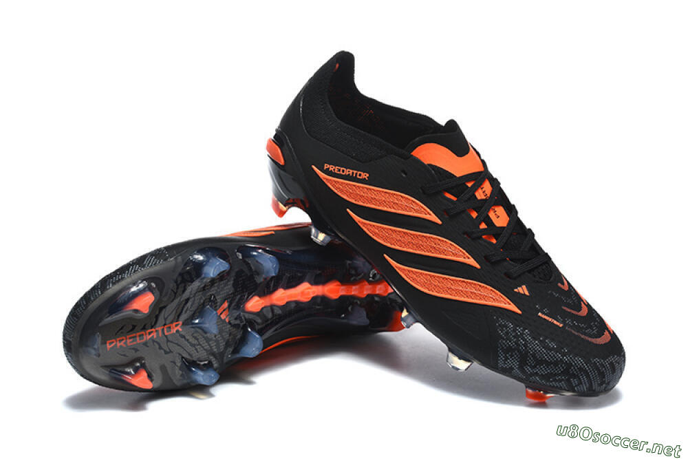 Men's Adidas Predator 26 Elite FG Football Boots - Black/Vibrant Orange/Shadow Black 4