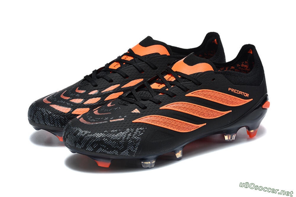 Men's Adidas Predator 26 Elite FG Football Boots - Black/Vibrant Orange/Shadow Black 5