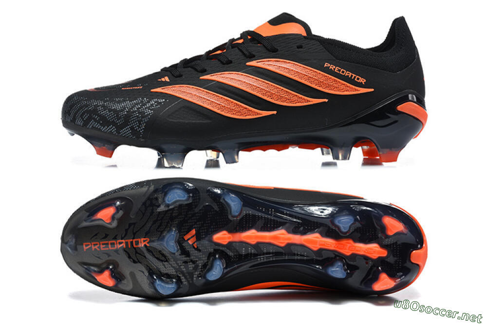 Men's Adidas Predator 26 Elite FG Football Boots - Black/Vibrant Orange/Shadow Black 1