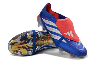 Unisex Adidas Predator 26 Elite Fold-Over Tongue FG Football Boots - Blue/Vibrant Blue/Fiery Red