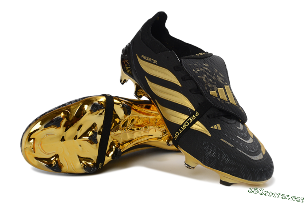 Unisex Kaka x Adidas Predator 26 Elite Fold-Over Tongue FG Football Boots - Black/Gold Accent/Black Base 3