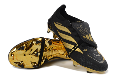 Unisex Kaka x Adidas Predator 26 Elite Fold-Over Tongue FG Football Boots - Black/Gold Accent/Black Base