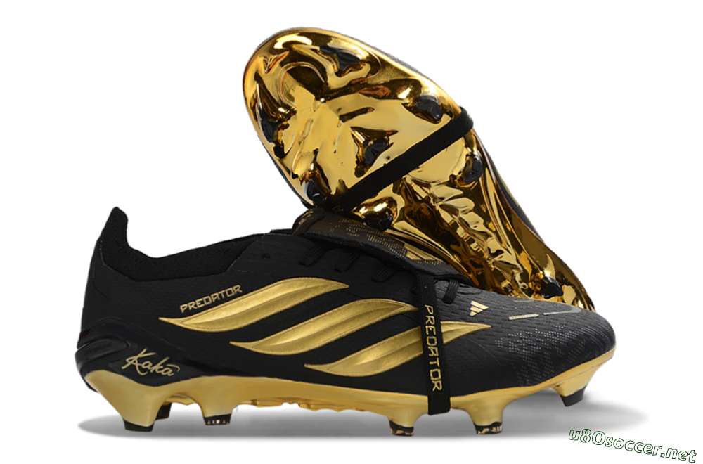 Unisex Kaka x Adidas Predator 26 Elite Fold-Over Tongue FG Football Boots - Black/Gold Accent/Black Base 2