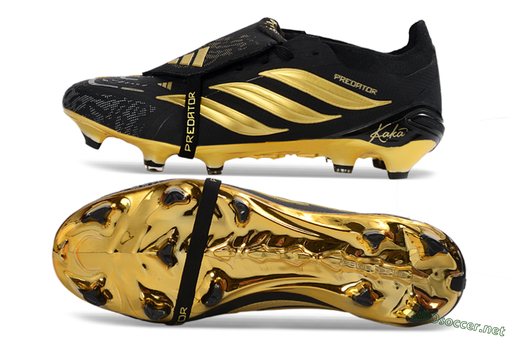 Unisex Kaka x Adidas Predator 26 Elite Fold-Over Tongue FG Football Boots - Black/Gold Accent/Black Base 1
