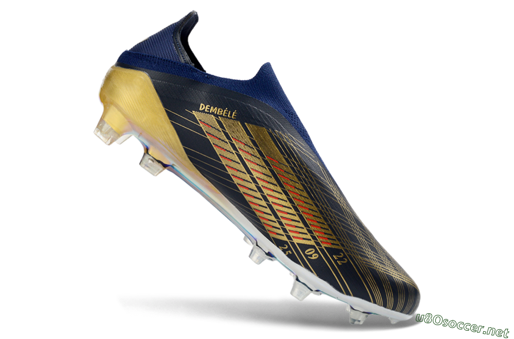 Men's Adidas F50 Elite Laceless FG Football Boots - Navy/Gold/Crimson 4