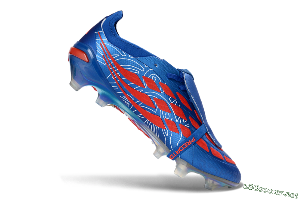 Unisex Adidas Predator 26 Elite Fold-Over Tongue FG Football Boots - Blue/Vibrant Blue/Fiery Red 4