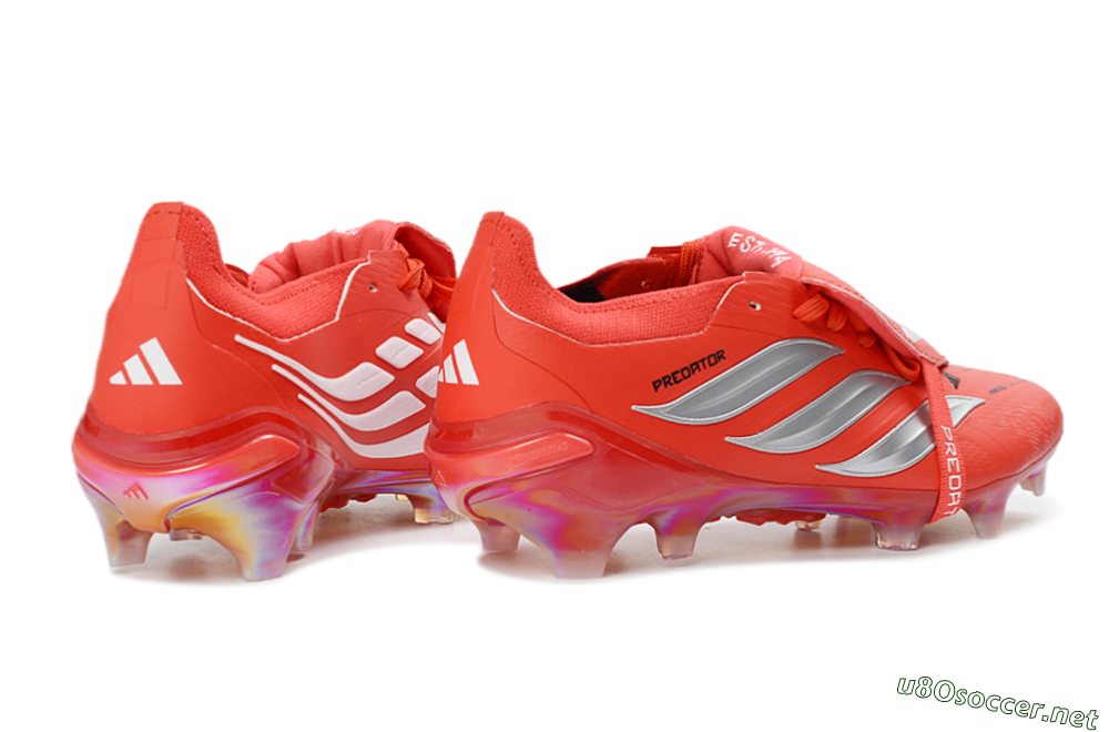 Men's Adidas Predator 26 Elite Fold-Over Tongue FG Football Boots - Red/Fiery Crimson/Metallic Silver 6