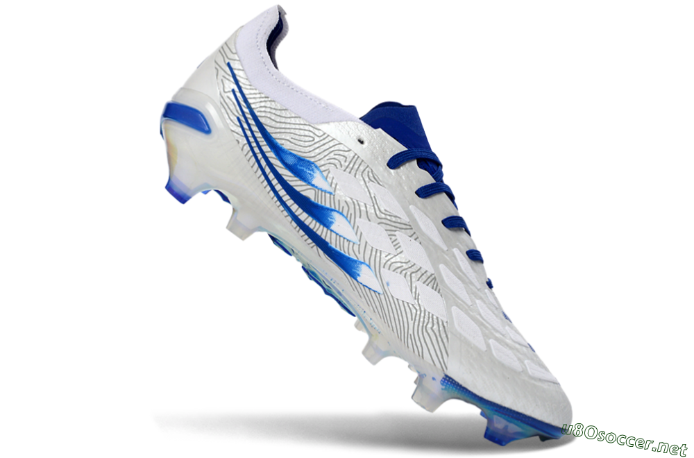 Men's Adidas Predator 26 Elite FG Football Boots - White/Blue Burst/Iridescent Shine 4