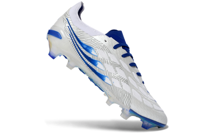 Men's Adidas Predator 26 Elite FG Football Boots - White/Blue Burst/Iridescent Shine