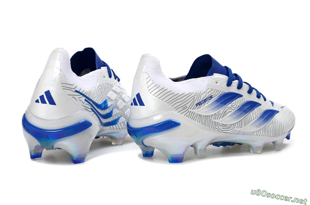 Men's Adidas Predator 26 Elite FG Football Boots - White/Blue Burst/Iridescent Shine 6
