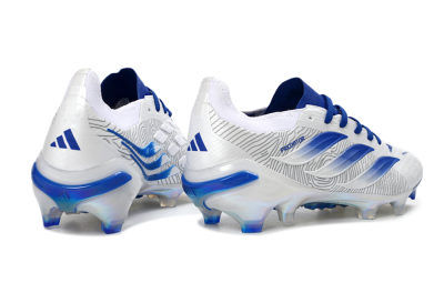 Men's Adidas Predator 26 Elite FG Football Boots - White/Blue Burst/Iridescent Shine