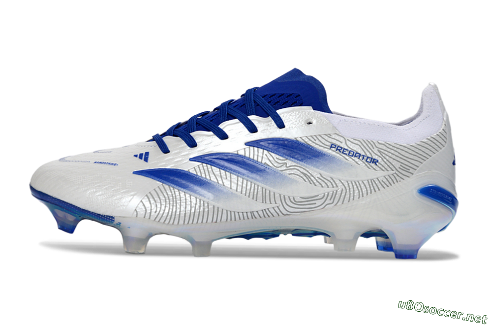 Men's Adidas Predator 26 Elite FG Football Boots - White/Blue Burst/Iridescent Shine 0