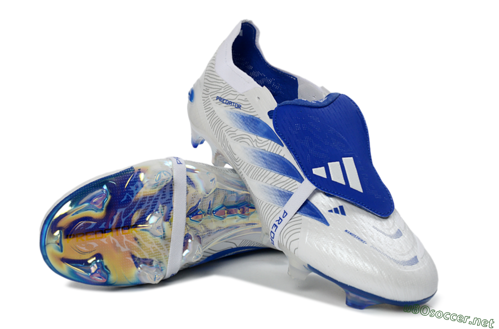 Men's Adidas Predator 26 Elite Fold-Over Tongue FG Football Boots - White/Royal Blue/Cloud White 3