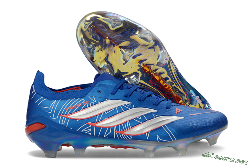 Men's Adidas Predator 26 Elite FG Football Boots - Blue/Electric Blue/Fiery Red 2