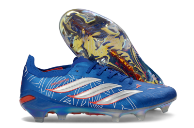 Men's Adidas Predator 26 Elite FG Football Boots - Blue/Electric Blue/Fiery Red