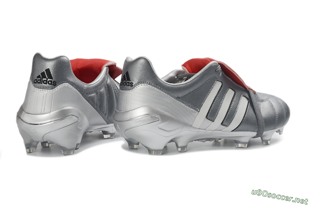 Men's Adidas Predator 26 Elite Fold-Over Tongue FG Football Boots - Gray/Metallic Silver/Crimson Red 5