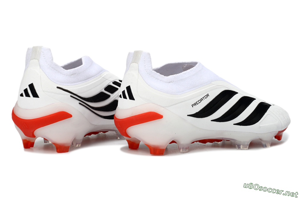 Men's Adidas Predator 26 Elite Laceless FG Football Boots - White/Solar Red/Black 6