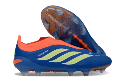 Men's Adidas Predator 26 Elite Laceless FG Football Boots - Blue/Bright Orange/Lime Green