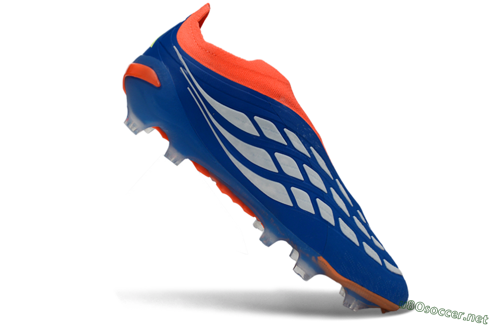Men's Adidas Predator 26 Elite Laceless FG Football Boots - Blue/Bright Orange/Lime Green 4