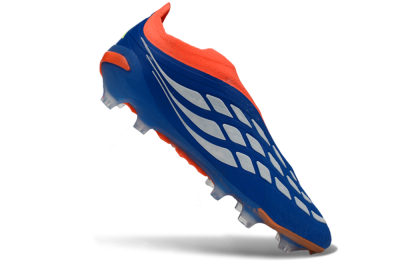 Men's Adidas Predator 26 Elite Laceless FG Football Boots - Blue/Bright Orange/Lime Green