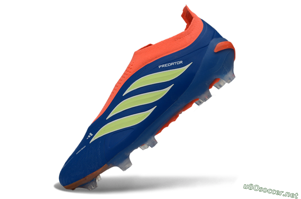 Men's Adidas Predator 26 Elite Laceless FG Football Boots - Blue/Bright Orange/Lime Green 5